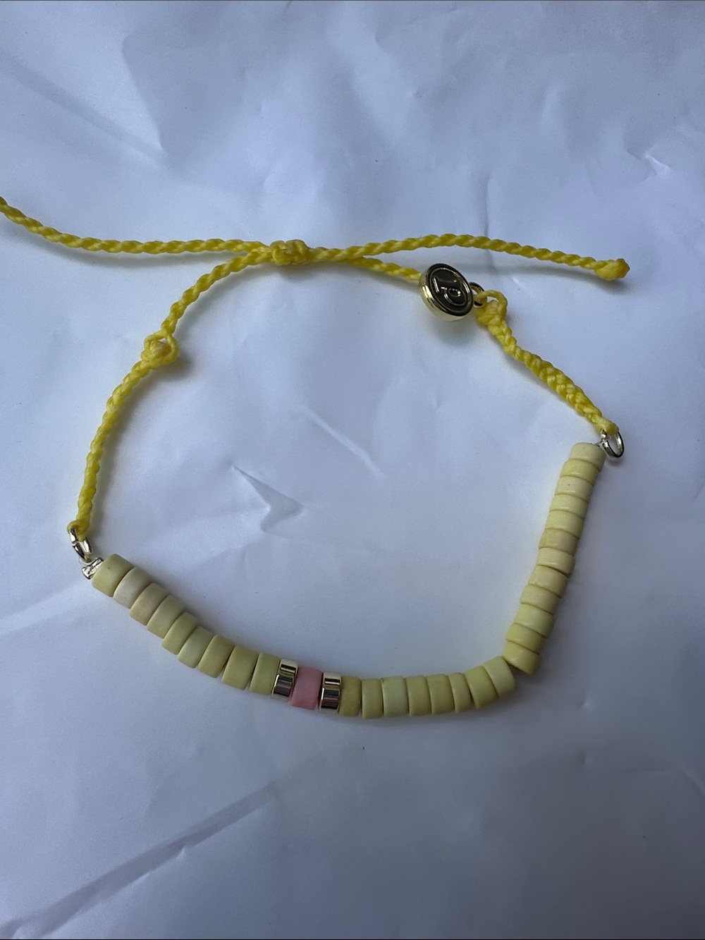 NWOT Pura Vida Yellow Beaded Adjustable Bracelet with Pink Accent